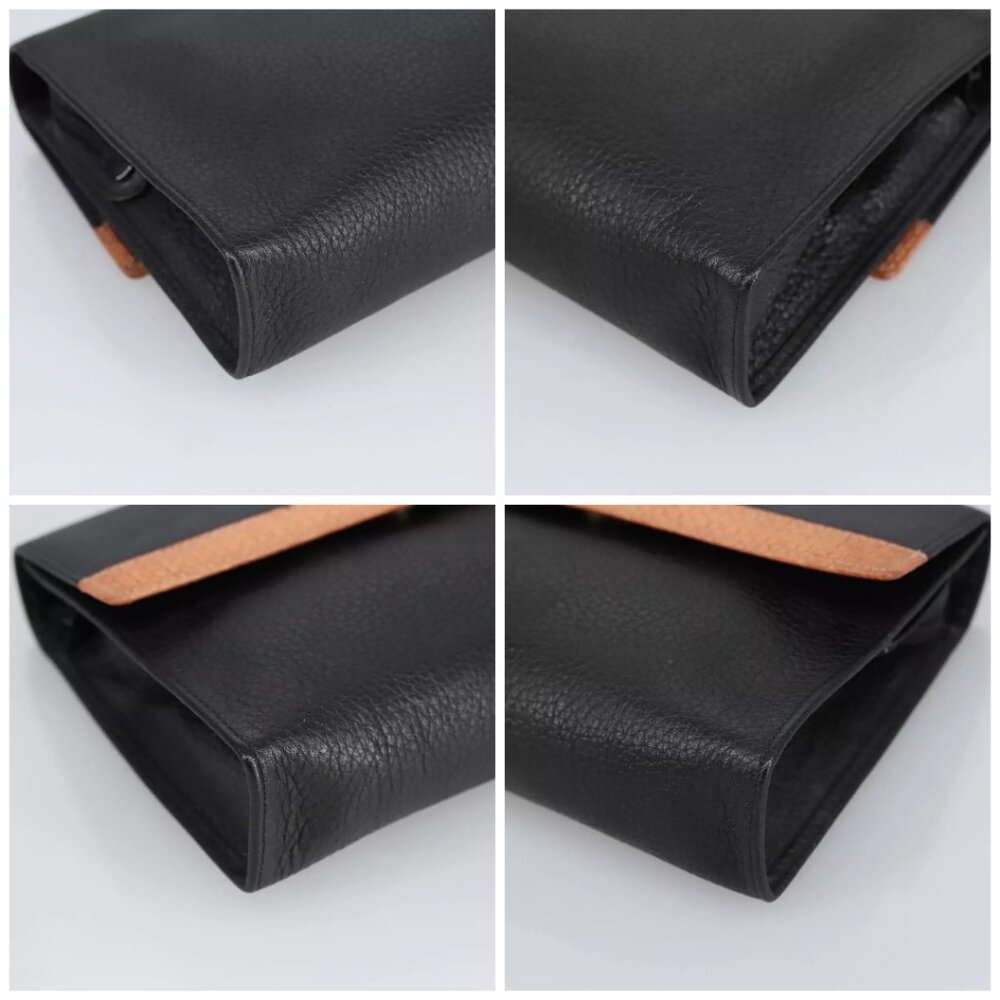 Christian Dior Pouch Leather Black Gold Auth - Picture 15 of 15